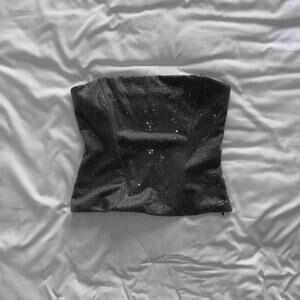 Zara Silver Sequin Strapless Top Corset